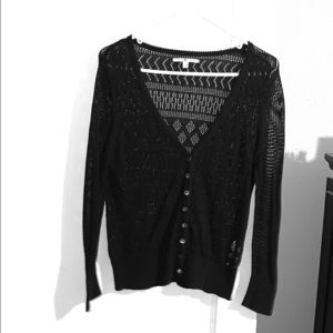 Black open-knit over sweater